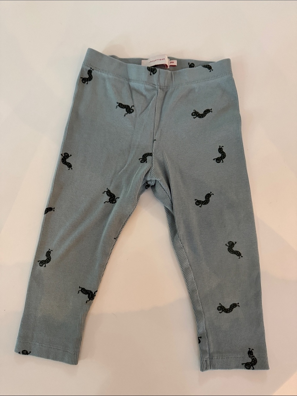Seafoam Toddlers' Leggings with Black Whale Print - Unbranded